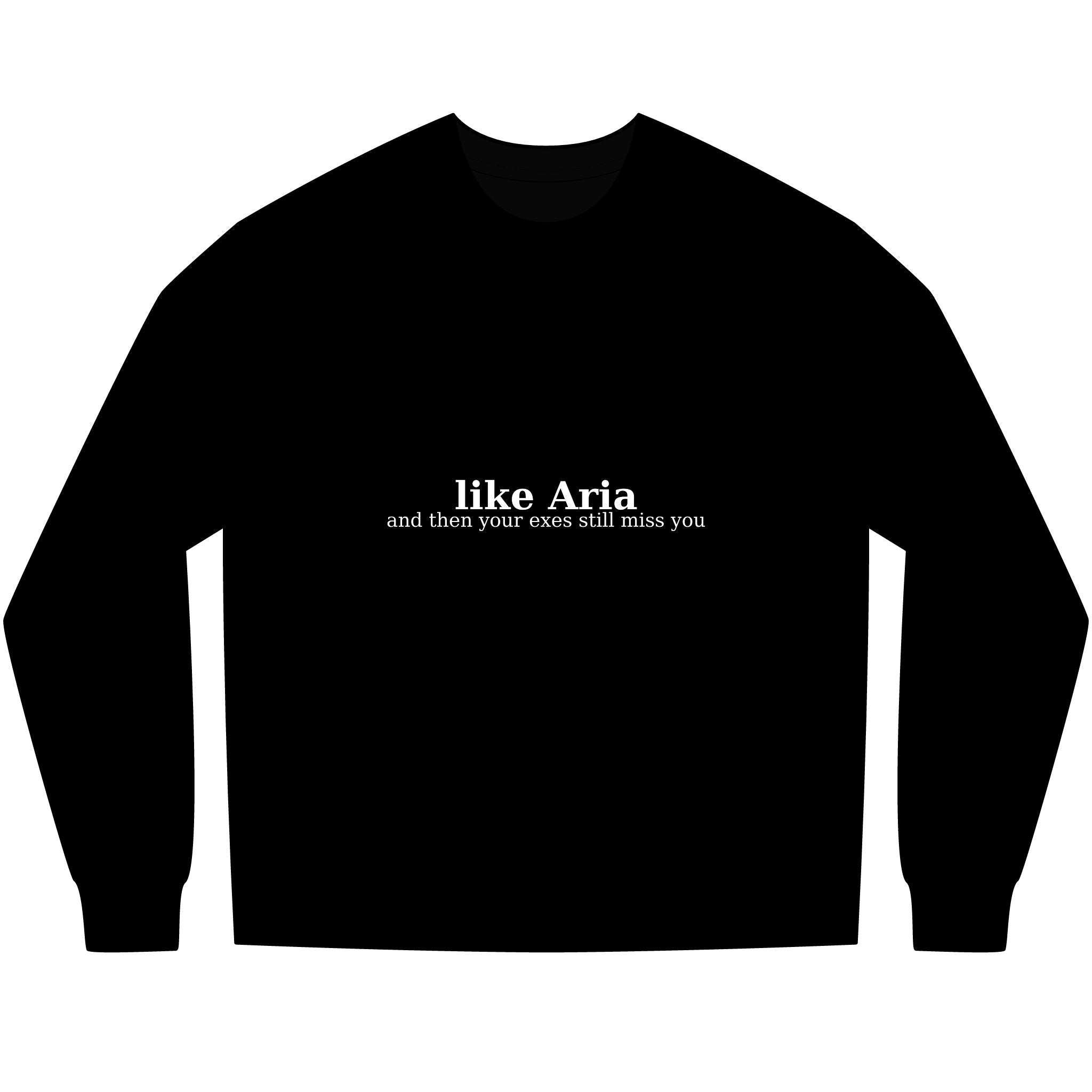 #likeAria - Crewneck Sweatshirt — Minimal 'AD' Back Logo, Subtle Front Text
